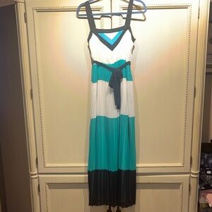 Milly Teal, Blue, and White Maxi Dress